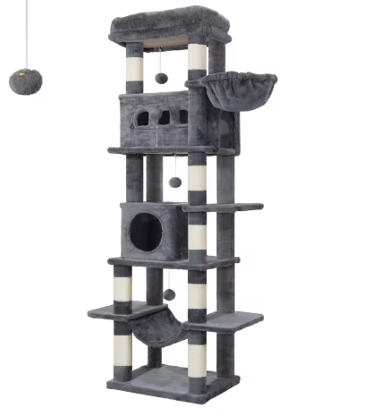 Arbre à Chat 6 niveaux avec Niche & Hamac — 170 cm