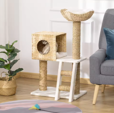 Arbre à Chat 3 niveaux avec Niche & Lit Douillet — 100 cm