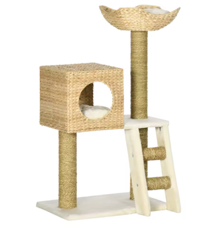 Arbre à Chat 3 niveaux avec Niche & Lit Douillet — 100 cm