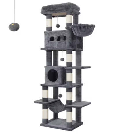 Arbre à Chat 6 niveaux avec Niche & Hamac — 170 cm