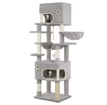 Arbre à Chat 7 niveaux avec 2 Niches & Hamac — 178 cm