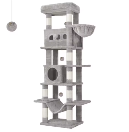 Arbre à Chat 6 niveaux avec Niche & Hamac — 170 cm