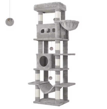 Arbre à Chat 6 niveaux avec Niche & Hamac — 170 cm