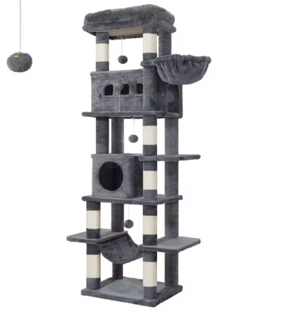 Arbre à Chat 6 niveaux avec Niche & Hamac — 170 cm