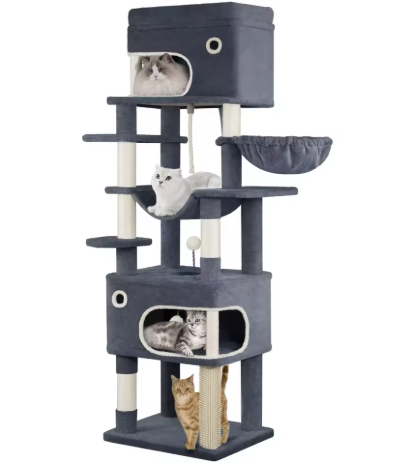 Arbre à Chat 7 niveaux avec 2 Niches & Hamac — 178 cm