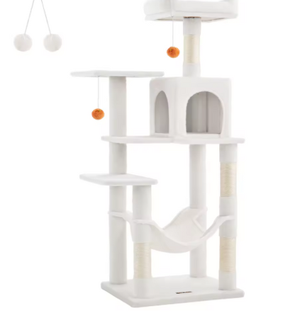 Arbre à Chat 5 niveaux avec Niche & Perchoir Douillet — 143 cm