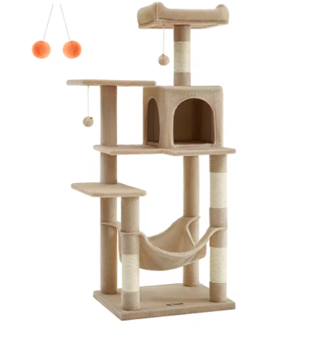 Arbre à Chat 5 niveaux avec Niche & Perchoir Douillet — 143 cm