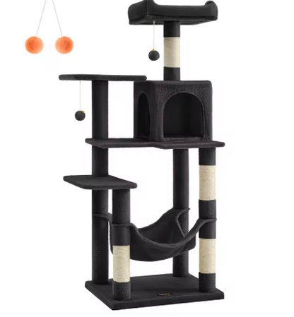 Arbre à Chat 5 niveaux avec Niche & Perchoir Douillet — 143 cm