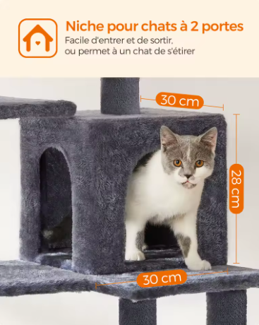 Arbre à Chat 5 niveaux avec Niche & Perchoir Douillet — 143 cm